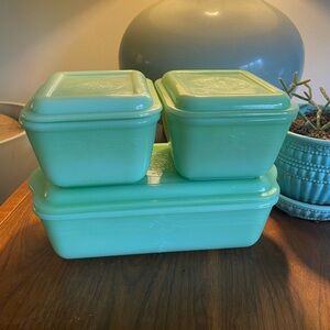 Fire King Jadeite Philbe complete refrigerator set